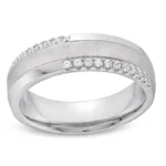 men’s white gold diamond band side angle