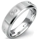 18k men’s white gold diamond ring in gift box