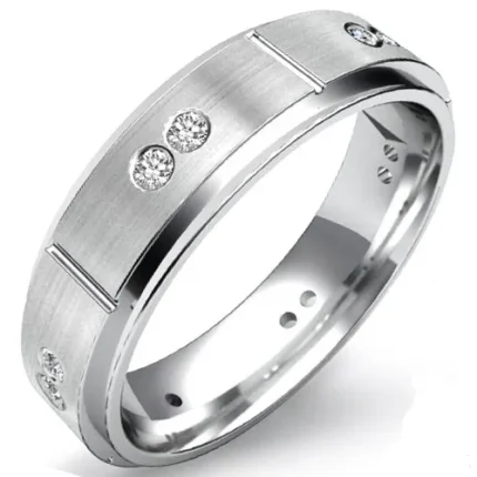 18k men’s white gold diamond ring in gift box