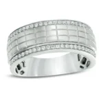 Men’s 18K White Gold Wedding Ring with Brilliant-Cut Diamonds – Model WRGM1304