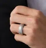 Men’s 18K White Gold Wedding Ring with Brilliant-Cut Diamonds – Model WRGM1304