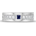 white gold sapphire ring for men 18k front view