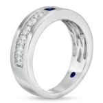 white gold sapphire ring for men 18k front view
