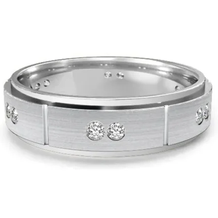 18k men’s white gold diamond ring in gift box