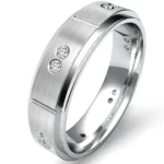 18k men’s white gold diamond ring in gift box
