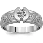 luxury men's white diamond wedding band side view