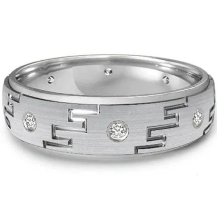 18k white gold versace diamond ring side view