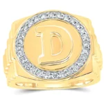 Men's gold diamonds ring RGM17196 in 18K yellow gold