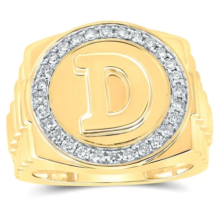 Men's gold diamonds ring RGM17196 in 18K yellow gold