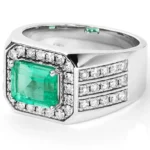 n’s Emerald Ring 18K white gold brilliant-cut diamond model RGM17198