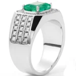 n’s Emerald Ring 18K white gold brilliant-cut diamond model RGM17198