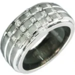 Men’s diamond band RDM1070 in 18K white gold with brilliant-cut diamond