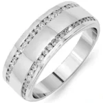 luxury white gold ring with brilliant diamond for men