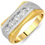 wo tone men’s ring WRGM1278 with brilliant diamond