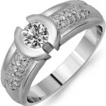 luxury men's white diamond wedding band side view