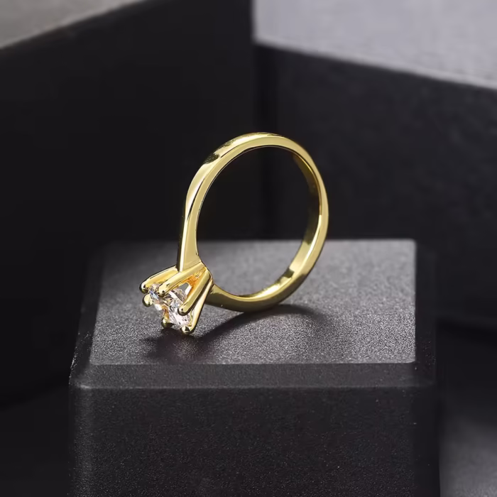Classic 1 carat women's gold ring, 18k gold, wedding ring, suitable for wedding anniversary and engagement, R174 - Image 4