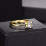 Classic 1 carat women's gold ring, 18k gold, wedding ring, suitable for wedding anniversary and engagement, R174 - Image 3