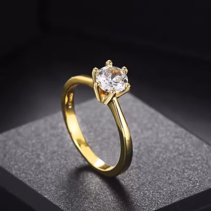 Classic 1 carat women's gold ring, 18k gold, wedding ring, suitable for wedding anniversary and engagement, R174