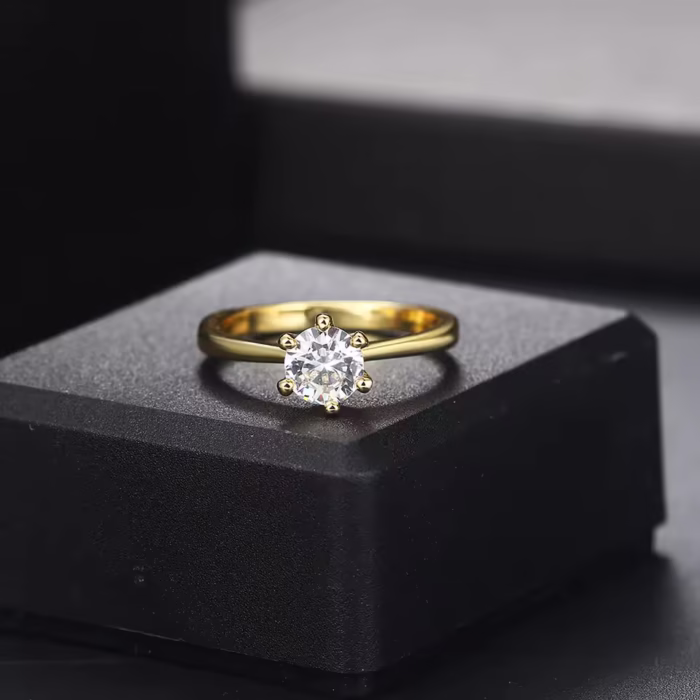 Classic 1 carat women's gold ring, 18k gold, wedding ring, suitable for wedding anniversary and engagement, R174 - Image 2