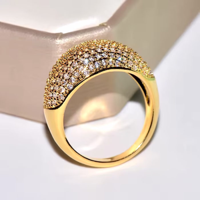 Genuine 18K gold rings for women, luxury diamond jewelry in three different models - Image 1