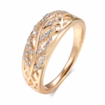 Women's leaf-shaped ring, rose gold, with natural white gemstones, excellent quality - Image 5