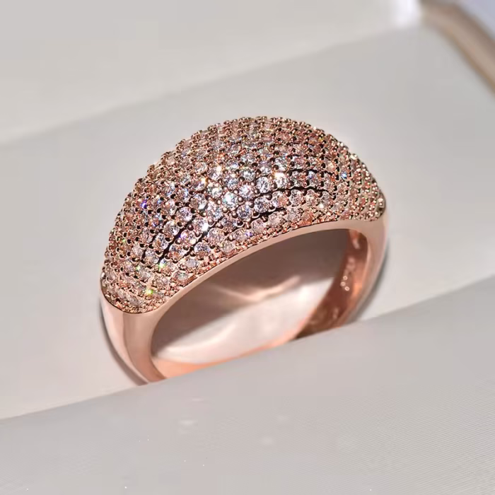 Genuine 18K gold rings for women, luxury diamond jewelry in three different models - Image 4