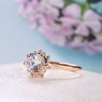 Wbmqda Romantic Women's Gold Ring, CZ Model, with Open Gemstone for Women, Rose Gold - Image 3