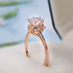 Wbmqda Romantic Women's Gold Ring, CZ Model, with Open Gemstone for Women, Rose Gold - Image 4