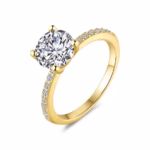 Women's gold ring with luxery diamond gemstone and 100% genuine