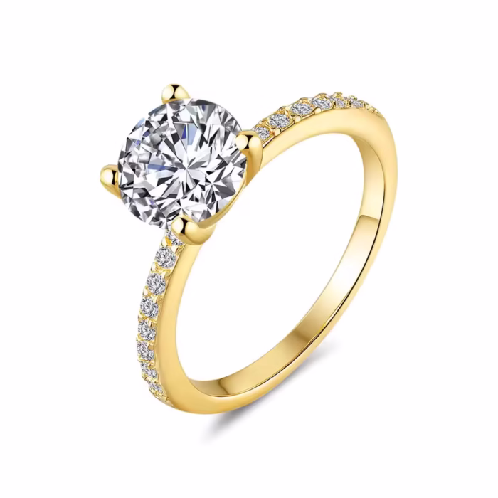 Women's gold ring with luxery diamond gemstone and 100% genuine - Image 1