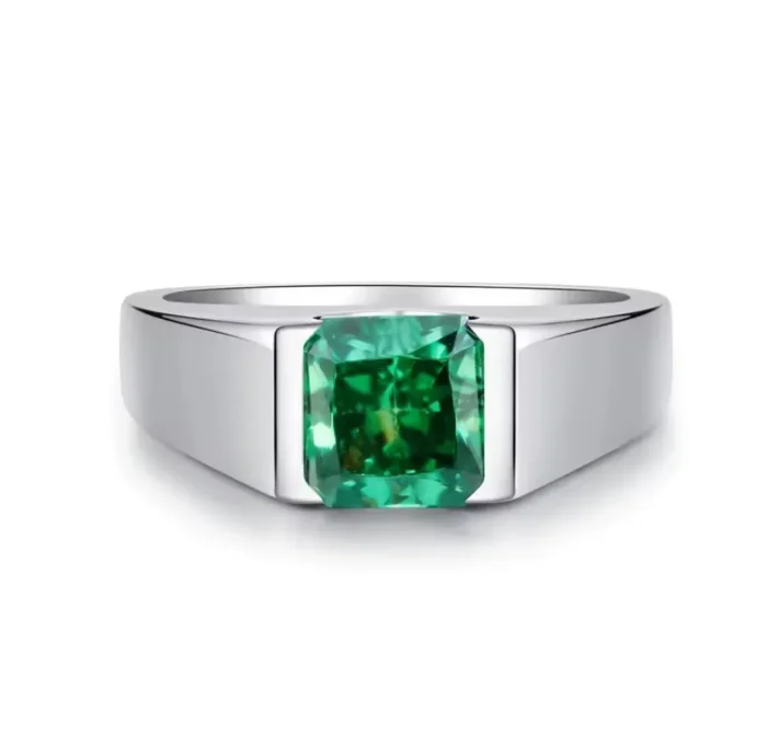 IMAGE_URL" alt="Platin Smaragd Diamantring aus massivem PT950 für Herren