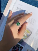 Women’s Emerald-Cut Emerald Gold Ring – Code 10226