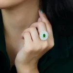Large Coin Design Women’s Emerald Gold Ring – Code 10825
