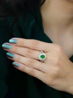 Women’s Emerald Gemstone Ring – Sun Design, Code 10827