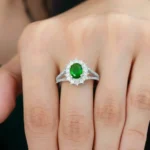 Women’s Emerald Gemstone Ring – Sun Design, Code 10827