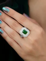 Large Square Gemstone Emerald Gold Ring – Code 10828