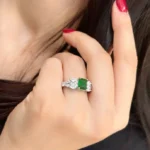 Women’s Emerald Gemstone Ring – Angel Wing Design, Code 10976