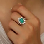 Floral Design Women’s Emerald Gold Ring – Code 11034