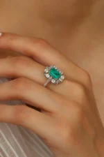 Floral Design Women’s Emerald Gold Ring – Code 11034 ✅