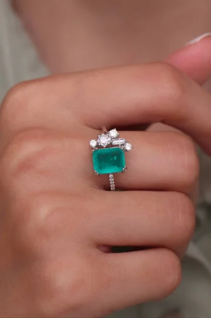 Women’s Colombian Emerald Doublet Gold Ring – Code 11038