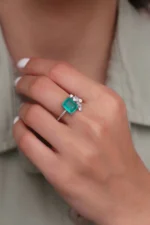 Women’s Colombian Emerald Doublet Gold Ring – Code 11038