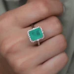 Square Colombian Emerald Ring Code 11040