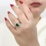 Leaf Design Women’s Emerald Gold Ring – Code 11069