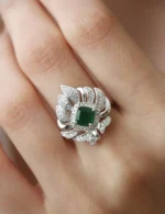 Italian Emerald Gold Ring For Woman – Code 11084