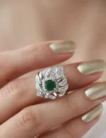 Italian Emerald Gold Ring For Woman – Code 11084