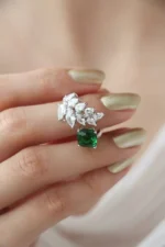 Italian Emerald Gold Ring For woman Code 11088