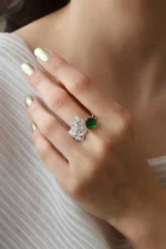 Italian Emerald Gold Ring For woman Code 11088