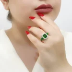 Square and Teardrop Emerald Gold Ring – Code 11114