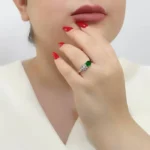 Women’s Emerald Ring – Simple Blossom Design, Code 11193