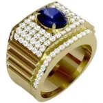 Men’s Rolex Gold Ring RGM1601 in 18K White Gold with Sapphire and Diamonds